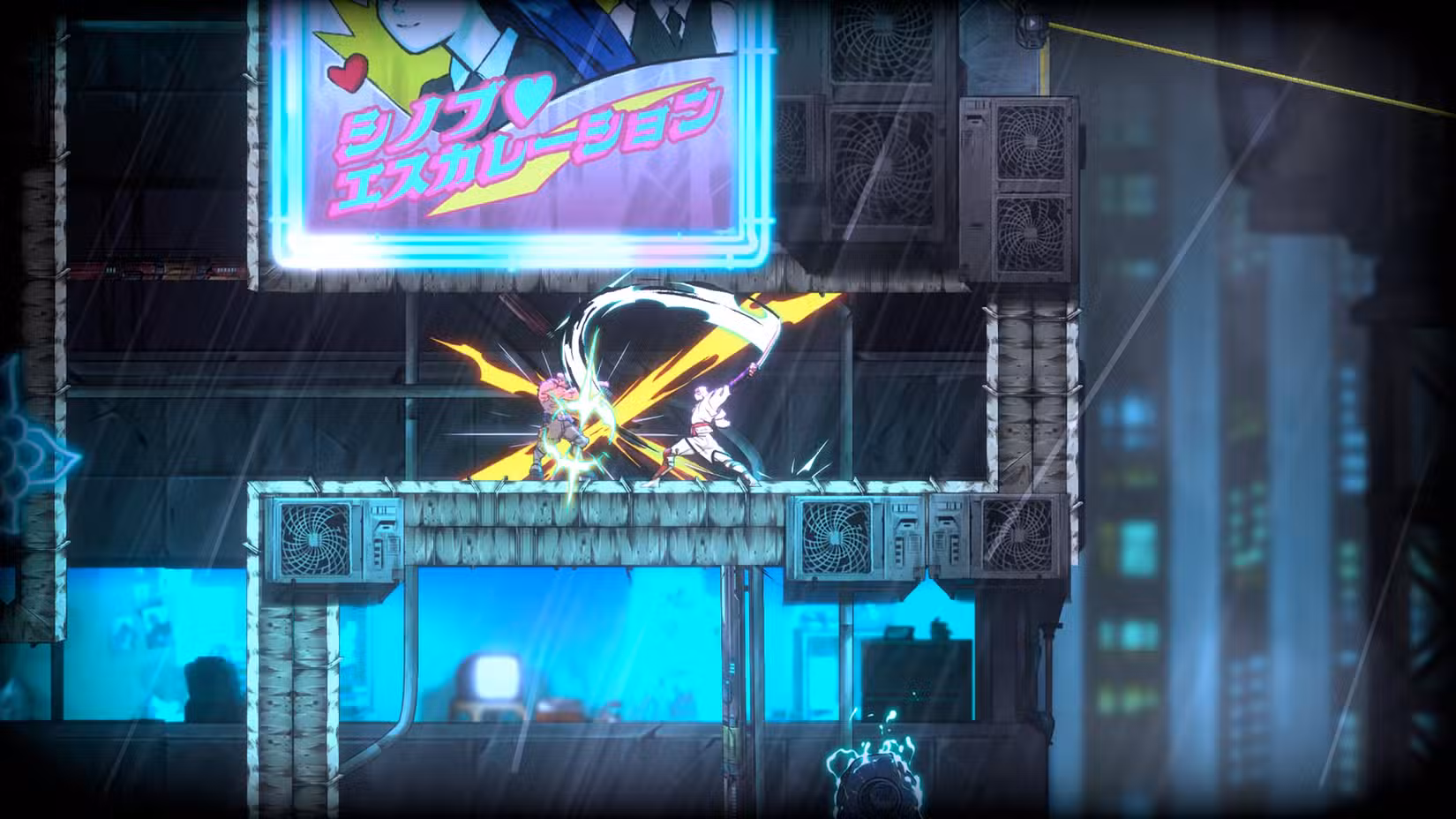 Joe Musashi corta um inimigo em uma captura de tela de Shinobi: Art of Vengeance