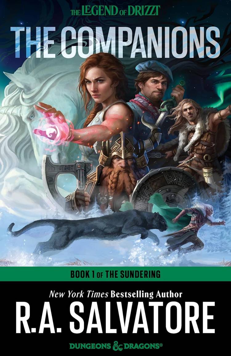 Os companheiros do salão, Drizzt Do'urden e Guenhwyvar na capa dos companheiros de Ra Salvatore