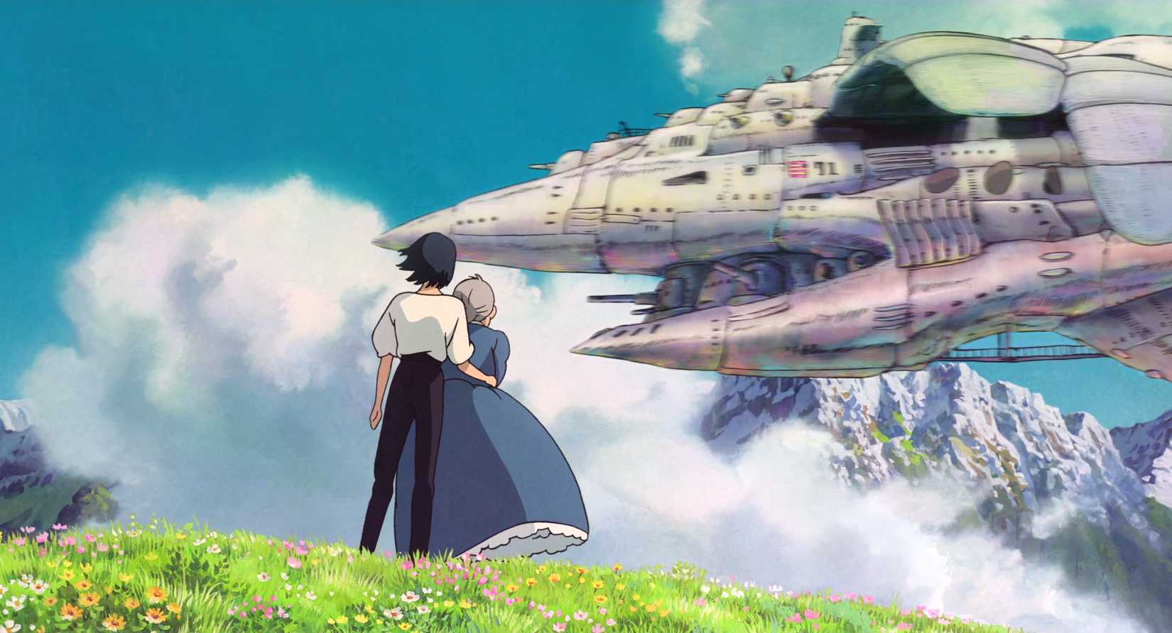 Howl's Moving Castle: Sophie e Markel veem uma aeronave