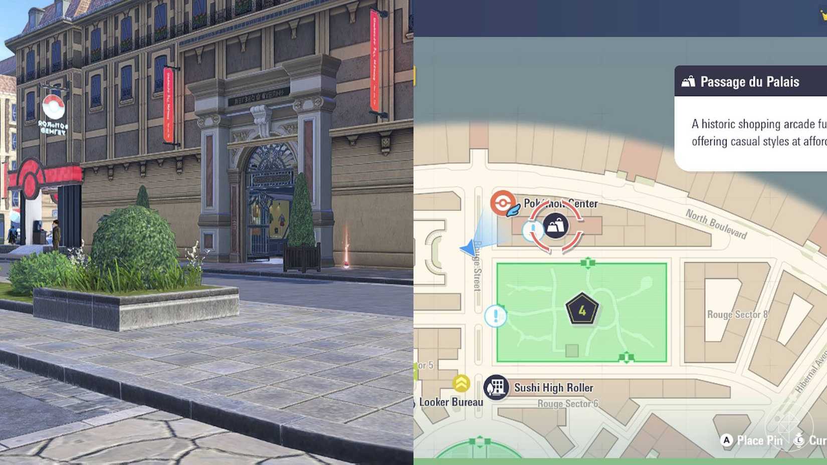A loja de roupas Passage du Palais em Pokémon Legends ZA