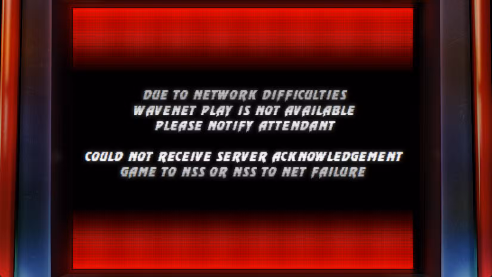 Uma tela de erro do UMK3 WaveNet Edition de Mortal Kombat: Legacy Kollection