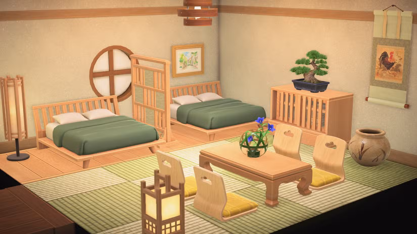 Duas camas em um quarto em Animal Crossing New Horizons