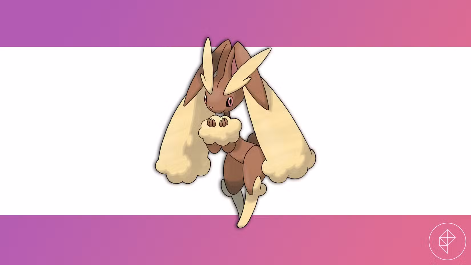 Lopunny contra um fundo rosa e branco