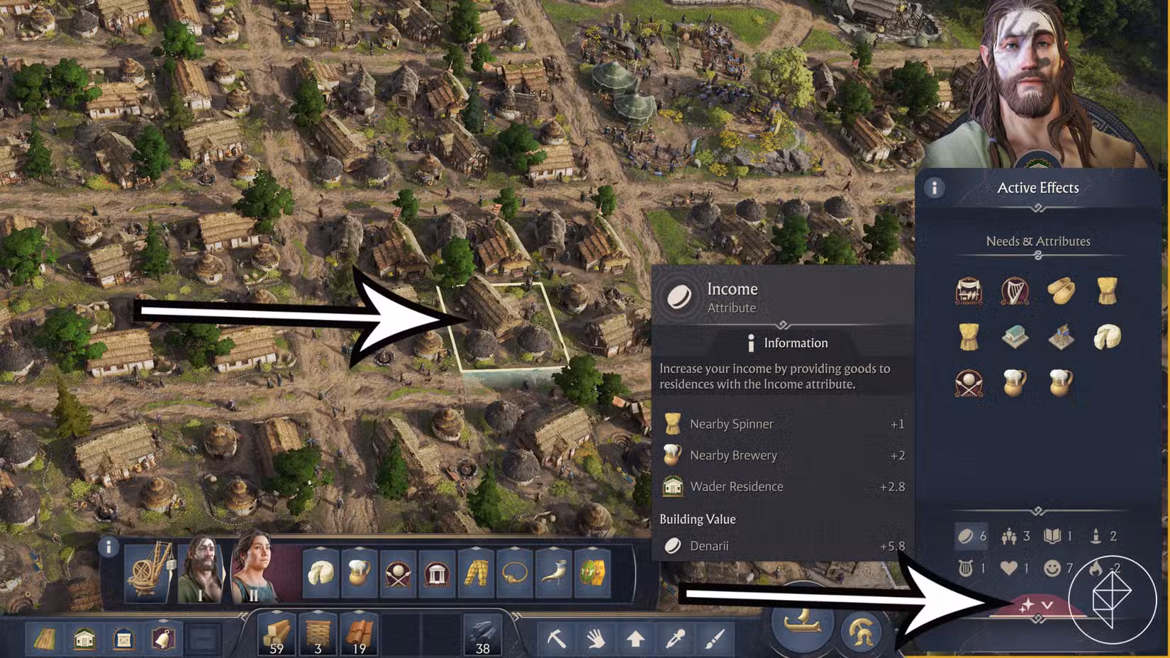 Detalhes da renda de um edifício em Anno 117: Pax Romana.