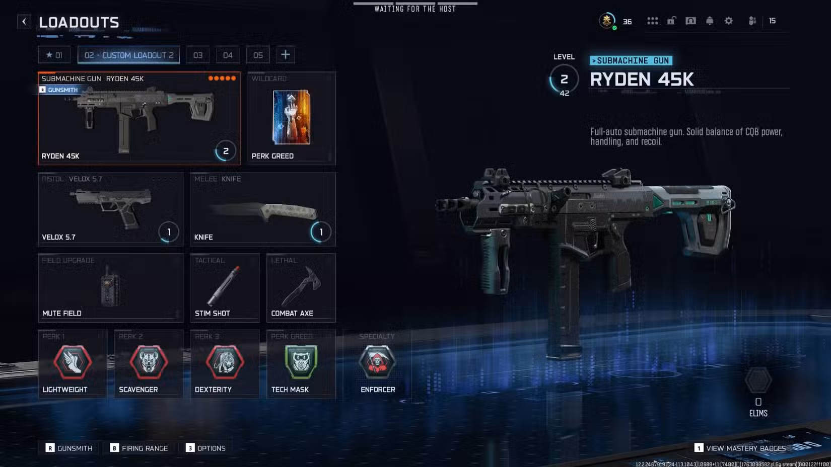 O Ryden 45K em Black Ops 7 com a classe listada neste guia.