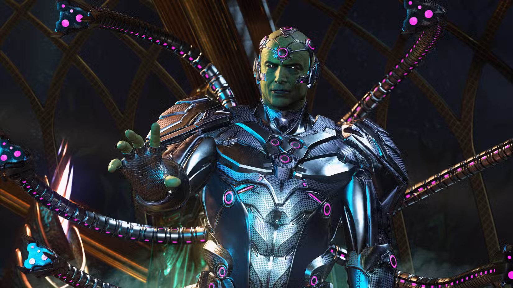 Brainiac pronto para a batalha no jogo de luta Injustice 2