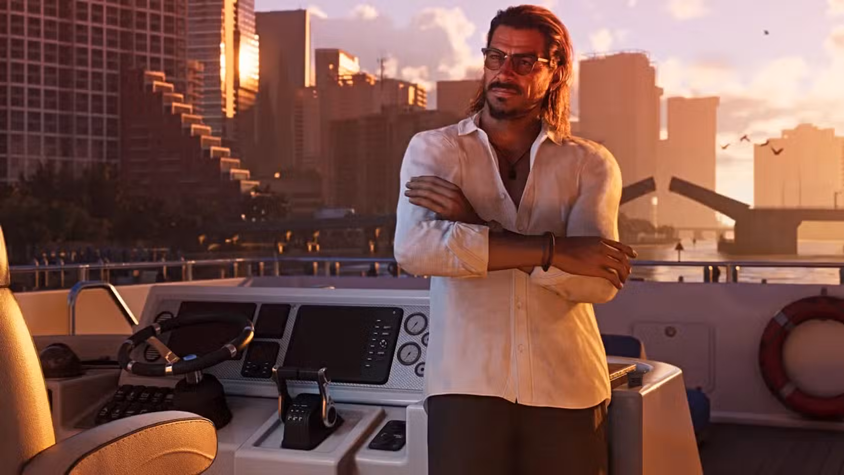 Um personagem de GTA 6 em um barco