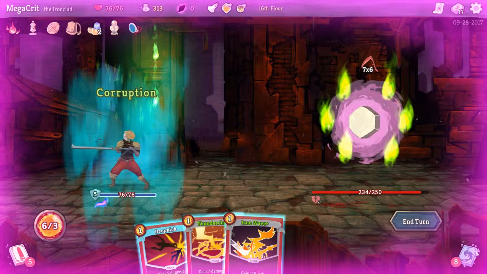Uma sequência de combate de Slay the Spire