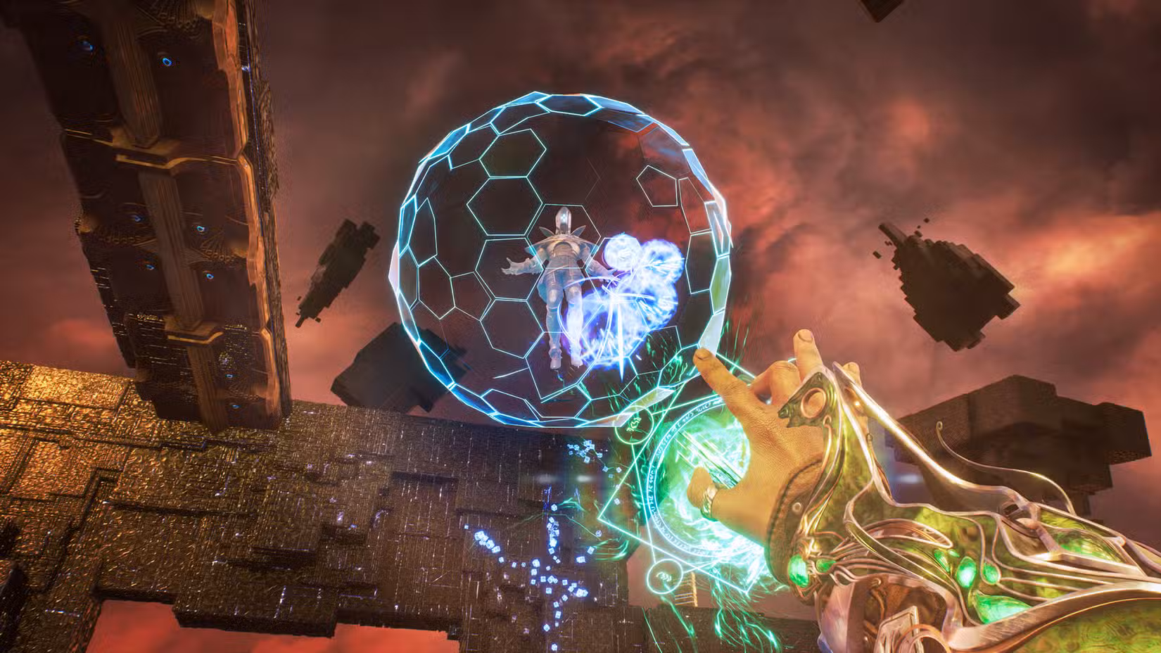 John Aveum dispara uma arma mágica em Immortals of Aveum