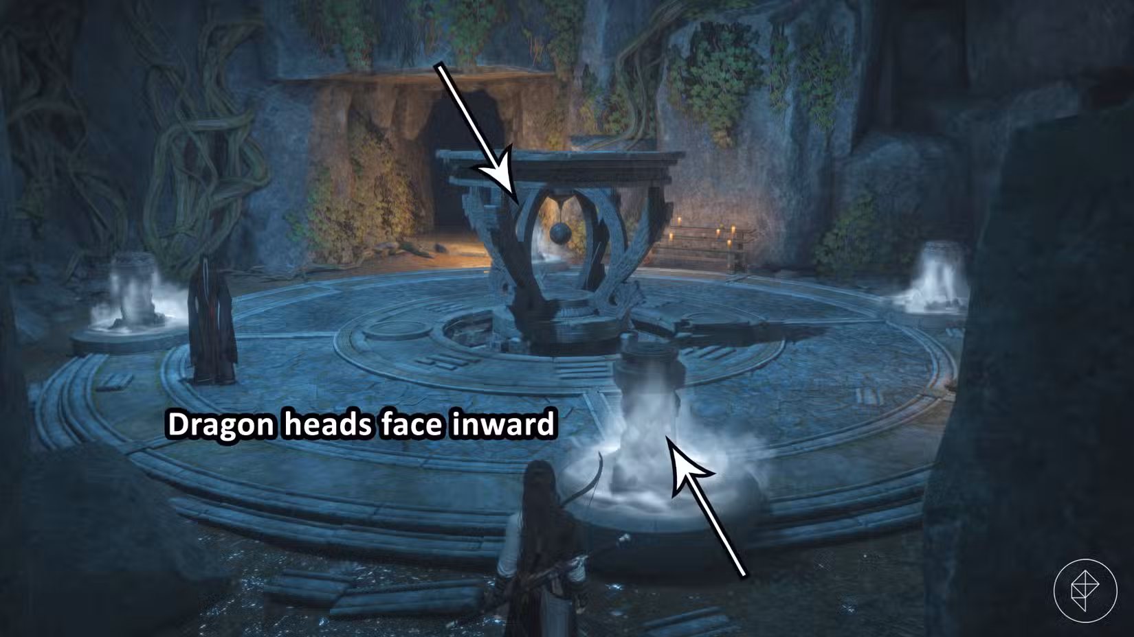 A solução para o quebra-cabeça da estátua yin-yang na missão Cries in the Distance em Where Winds Meet.