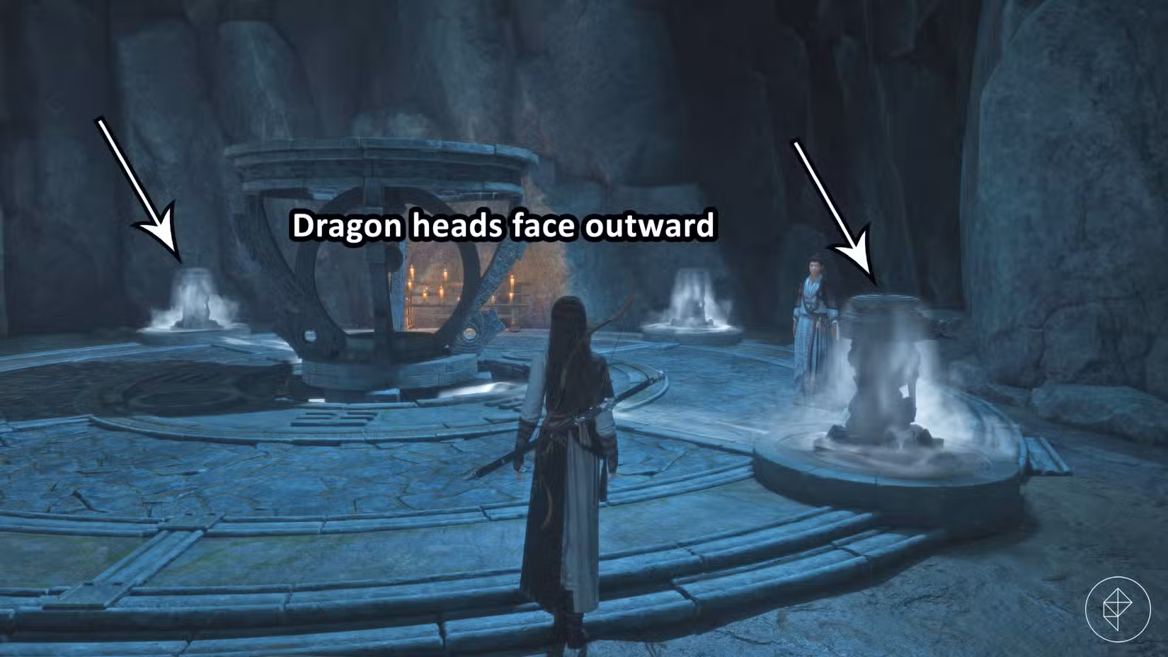 A solução para o quebra-cabeça yin-yang na missão Gritos à Distância em Onde os Ventos se Encontram.