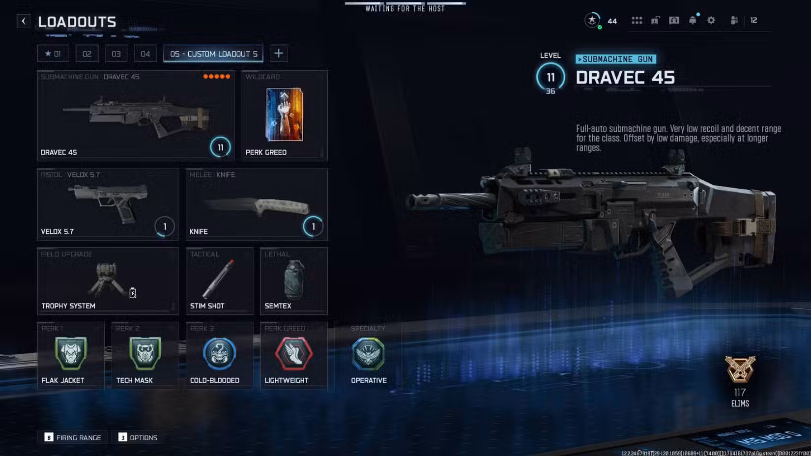 O Dravec 45 em Black Ops 7 com a classe listada neste guia.