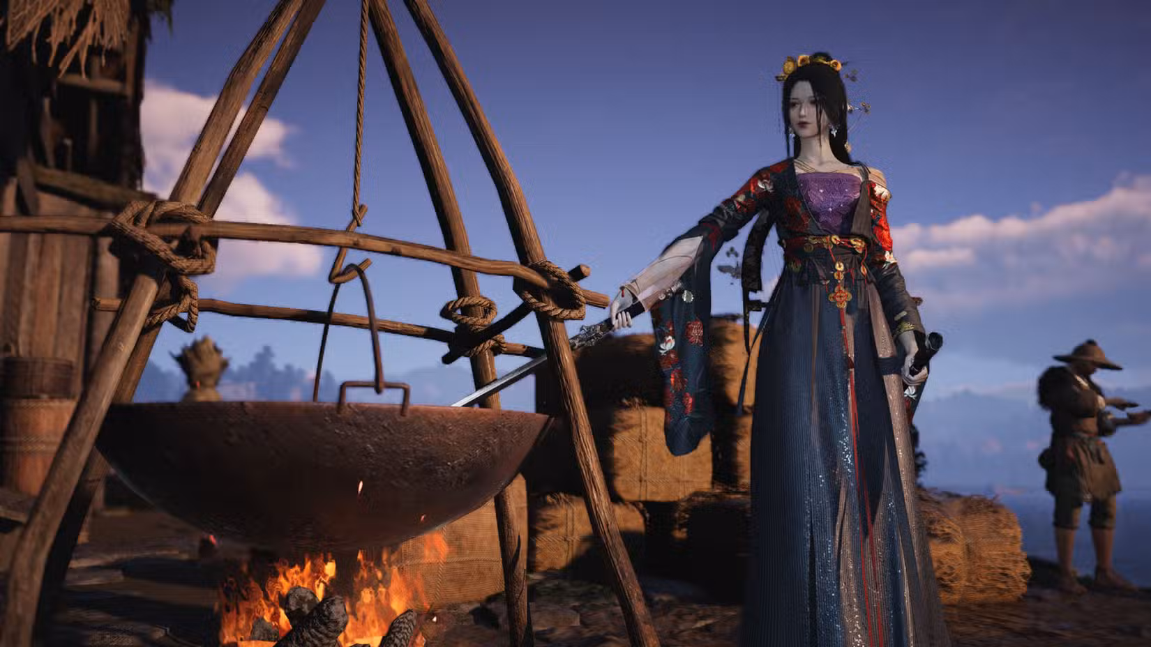 Uma captura de tela de Where Winds Meet mostrando a panela que você pode encontrar nas zonas de artesanato