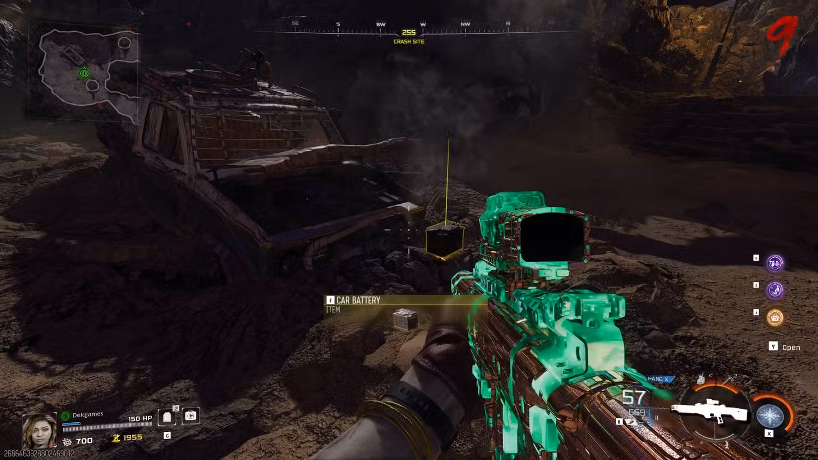 A bateria do carro no chão em Black Ops 7.