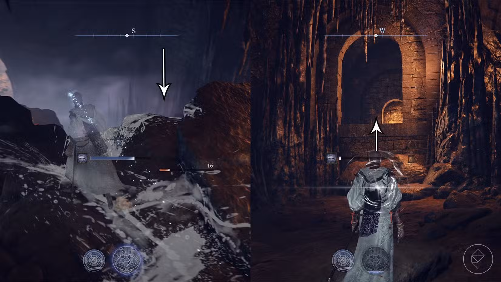 O caminho para a janela sob o forte no pântano em Elden Ring Nightreign.