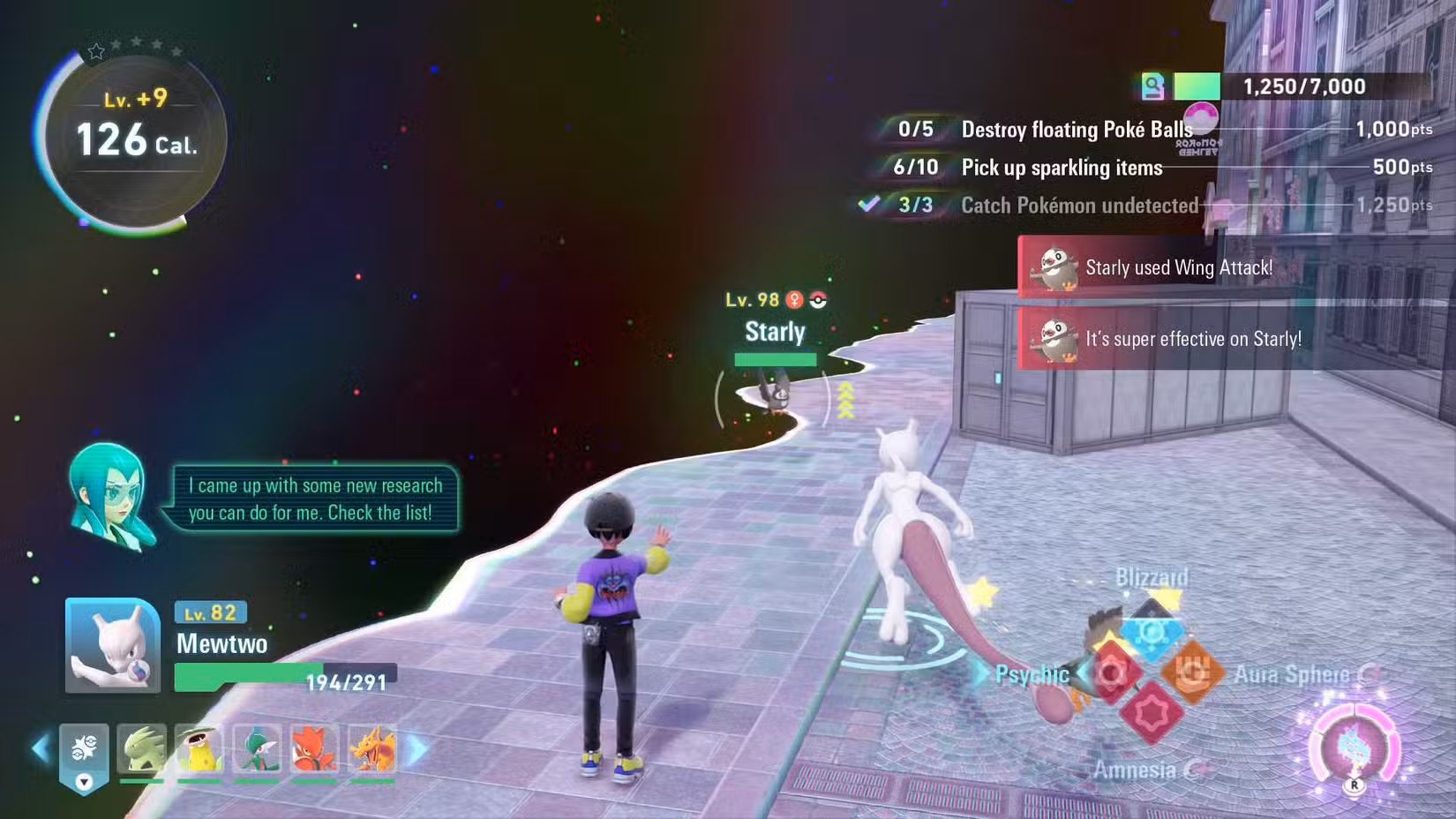 Objetivos de pesquisa em Pokémon Legends: ZA Mega Dimension DLC.