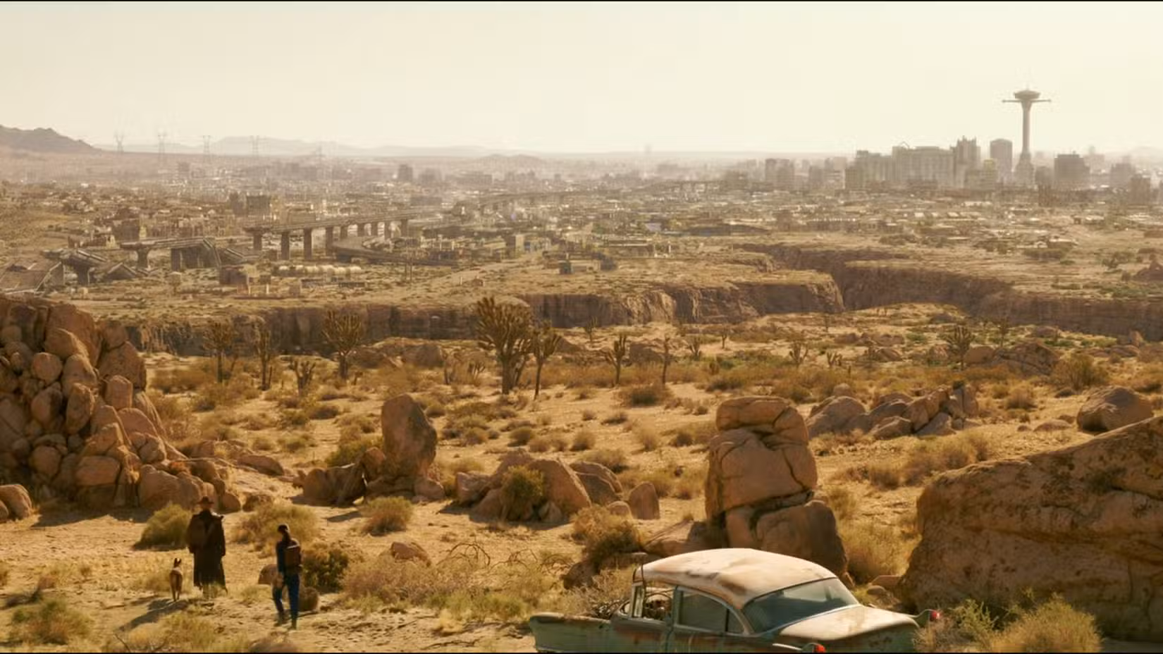 O horizonte de New Vegas visto à distância no episódio 1 da 2ª temporada de Fallout.