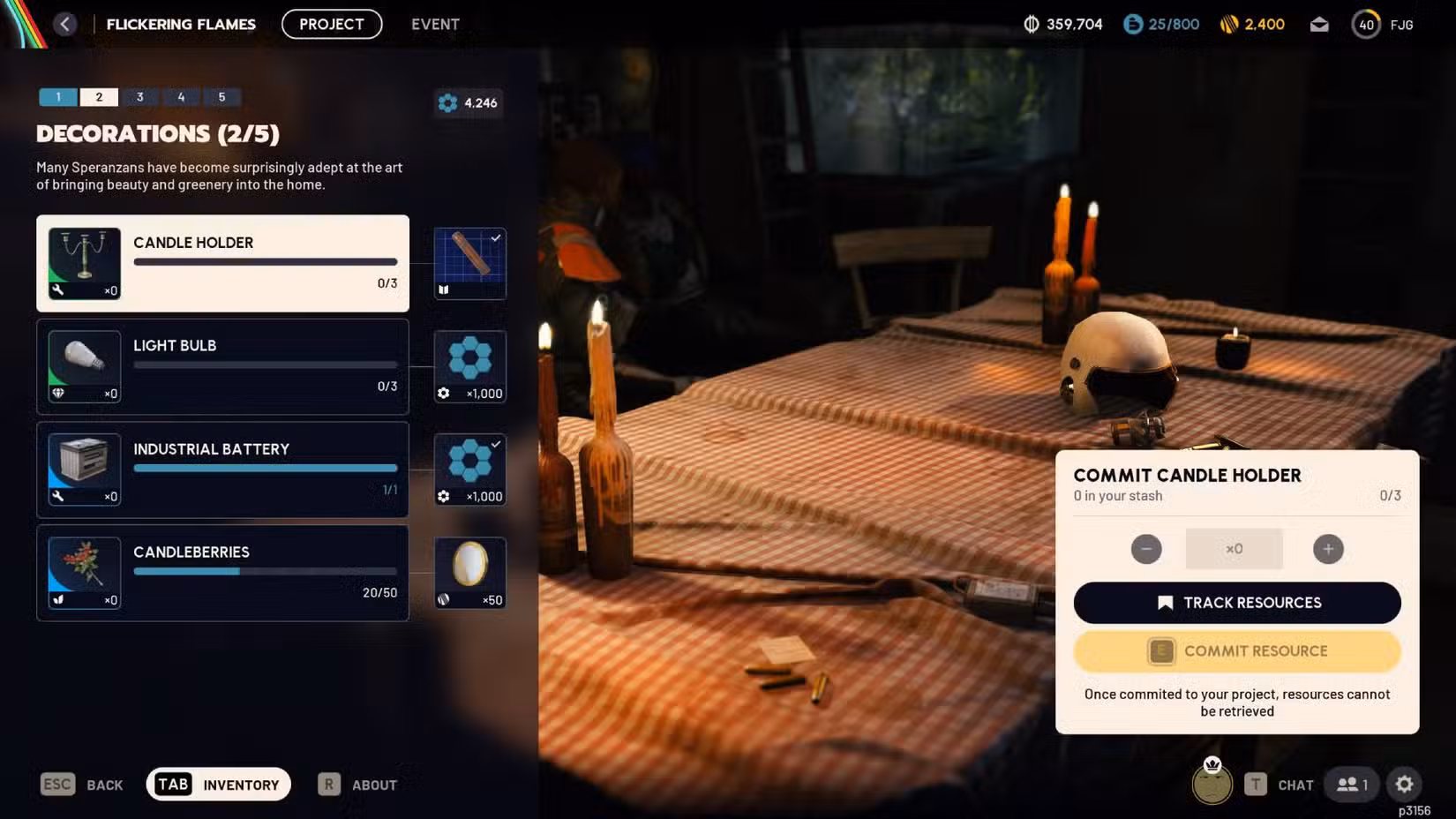 O projeto Flickering Flames em Arc Raiders.