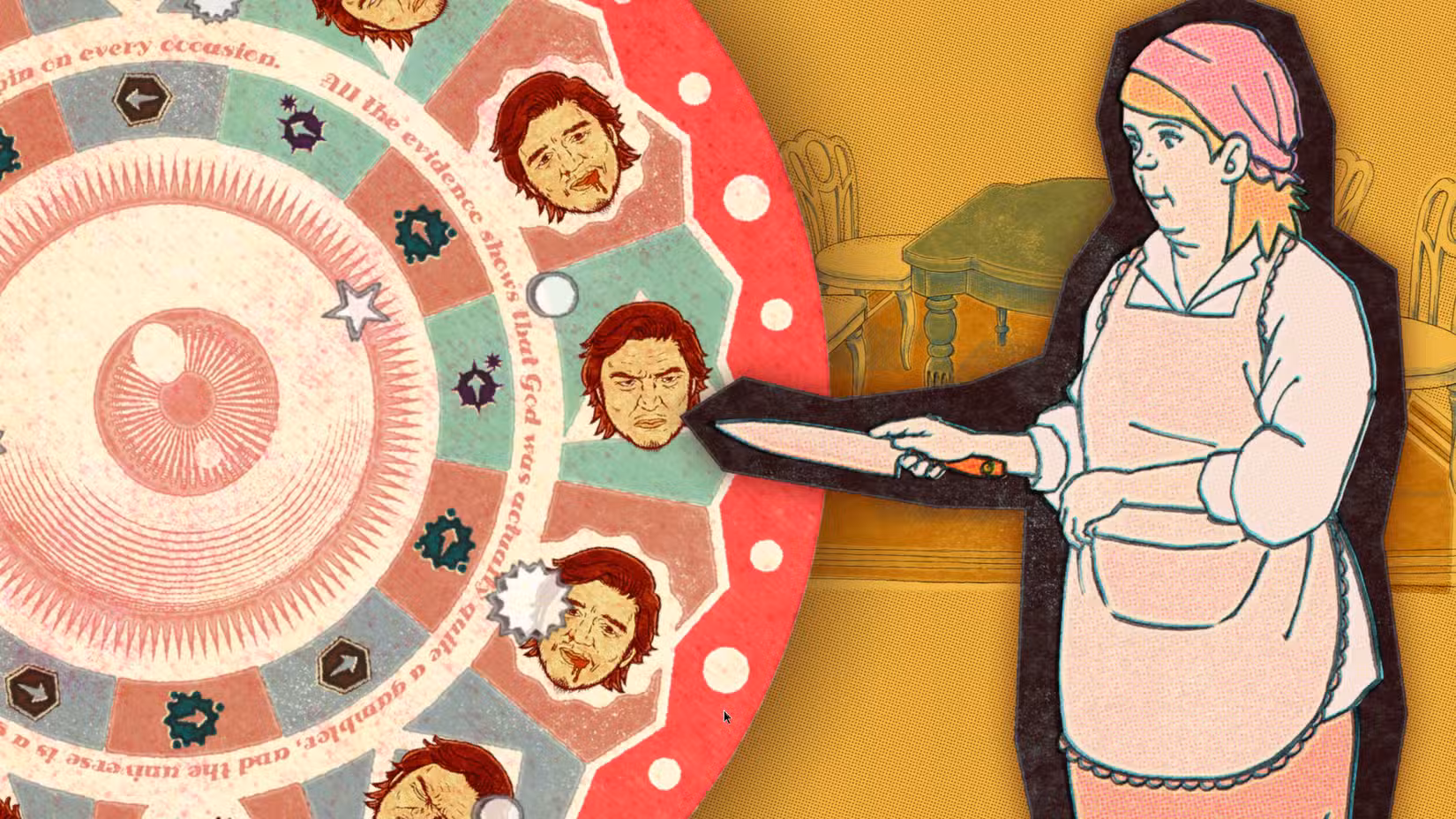 A tela da roda da fortuna que aparece ao reaparecer em Romeo Is a Dead Man.