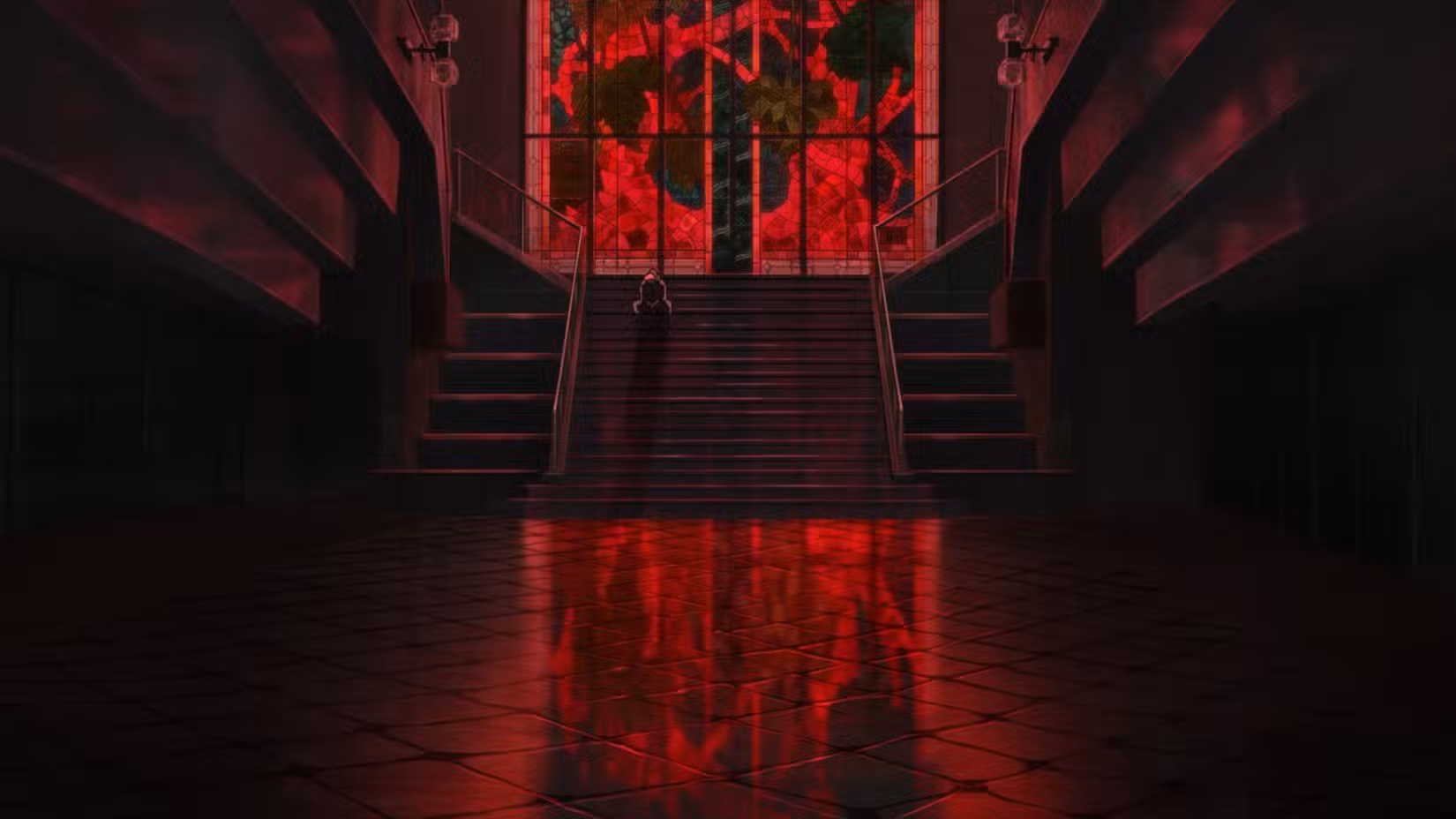 Yuji sentado em frente a um vitral, relembrando sua vida, na 3ª temporada de JuJutsu Kaisen