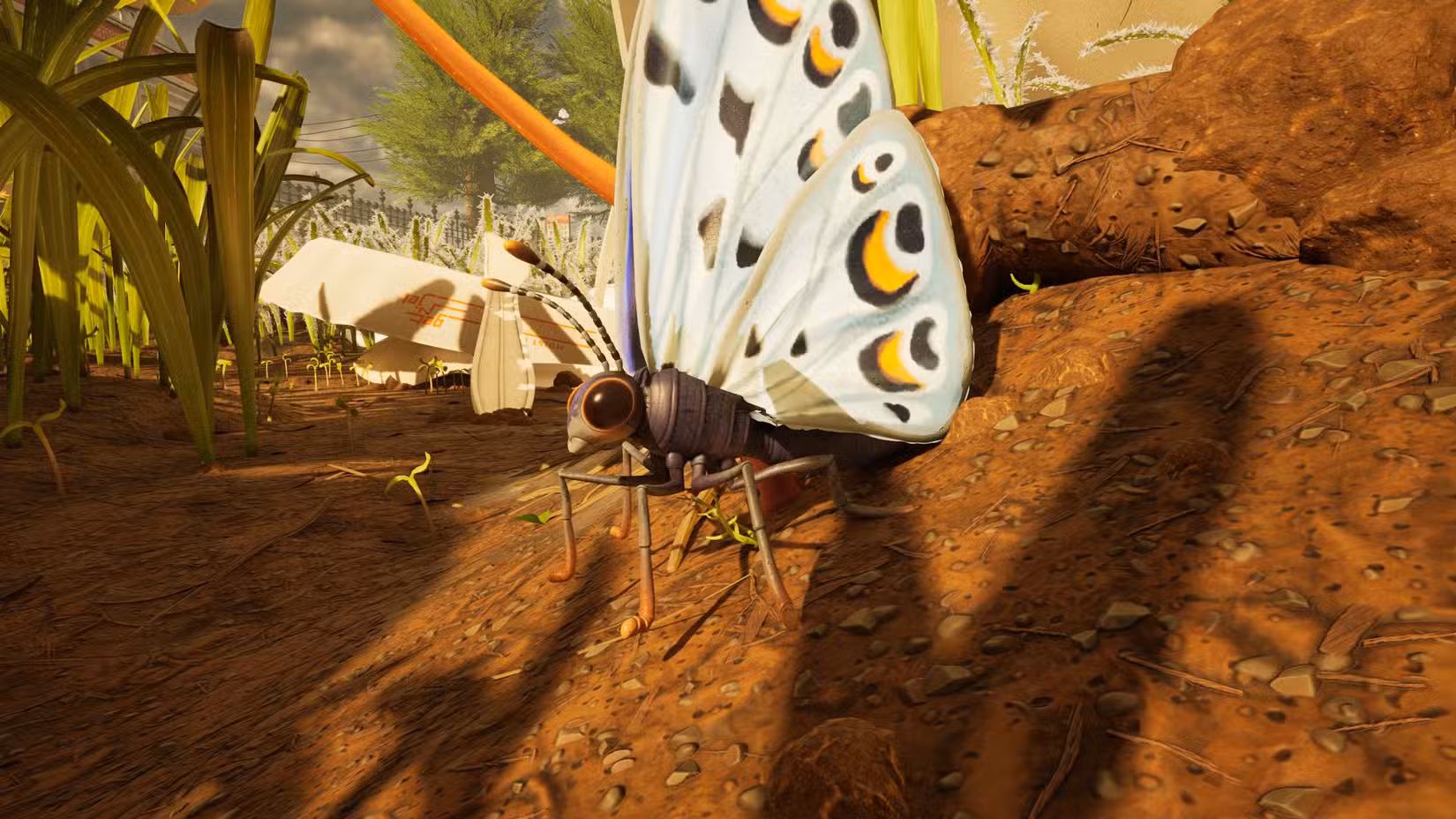 Uma borboleta azul em Grounded 2