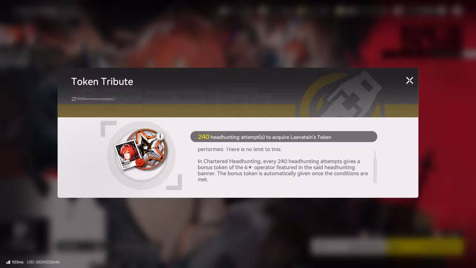 Uma captura de tela de Arknights: Endfield mostrando a tela Token Tribute