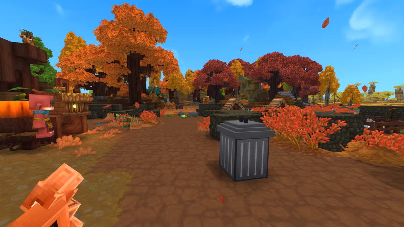 Uma lata de lixo criada usando um mod Hytale.