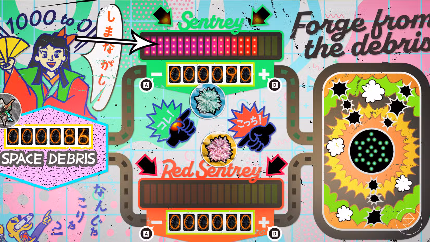 O menu de criação do Sentrey em Romeo Is A Dead Man.