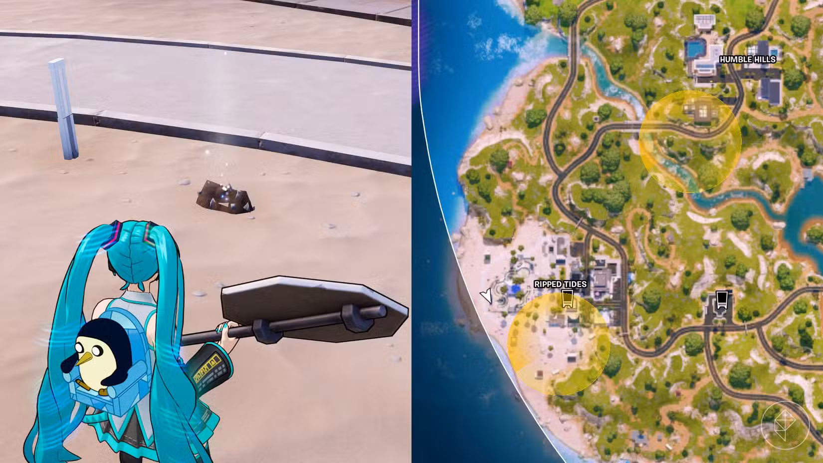 Uma pilha de terra onde você pode completar o Plunder Shadow Briefing em Fortnite.