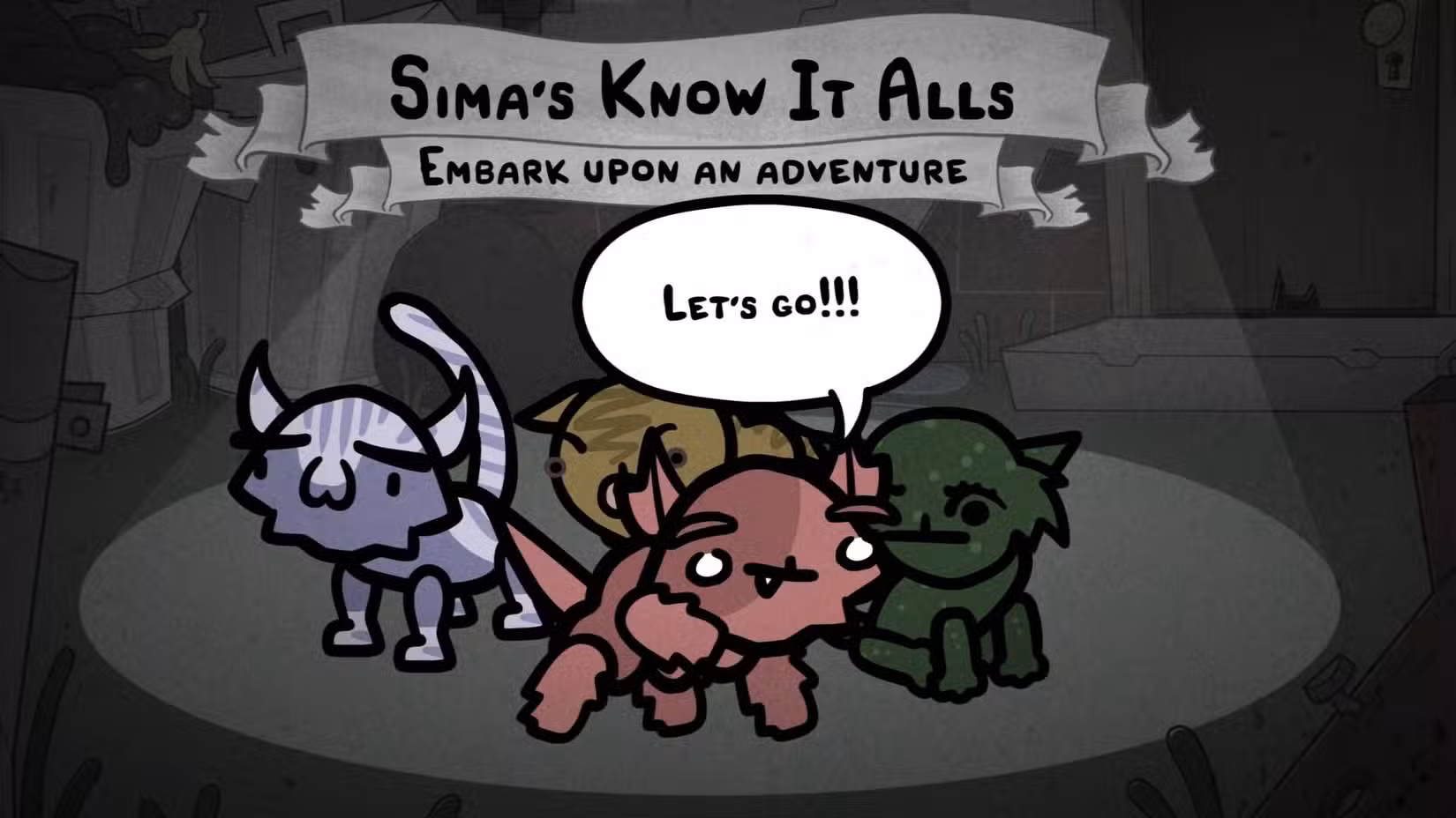 Quatro gatos prestes a embarcar em uma aventura em Mewgenics.