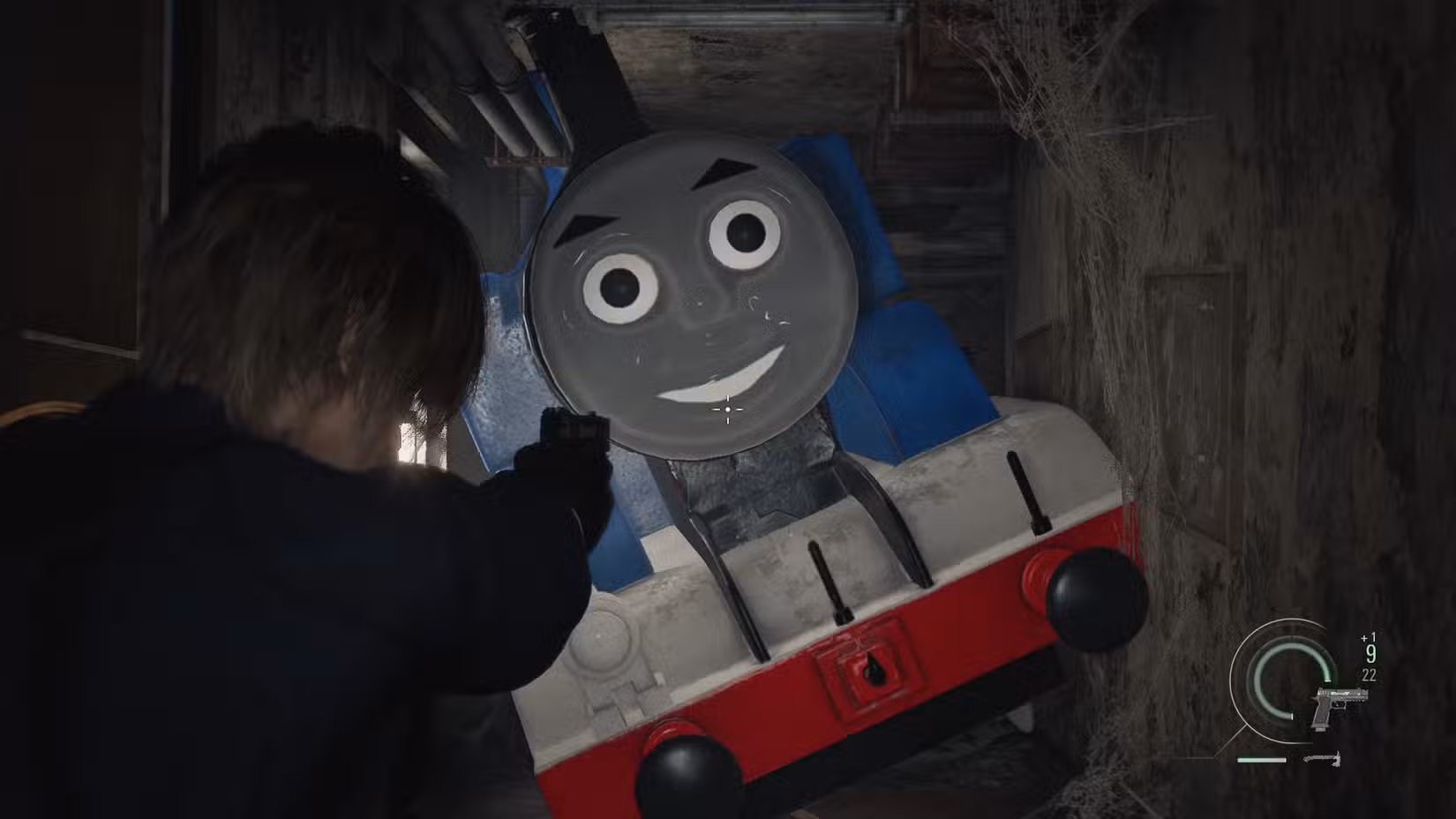 Thomas the Tank como a aranha gigante em Resident Evil Requiem