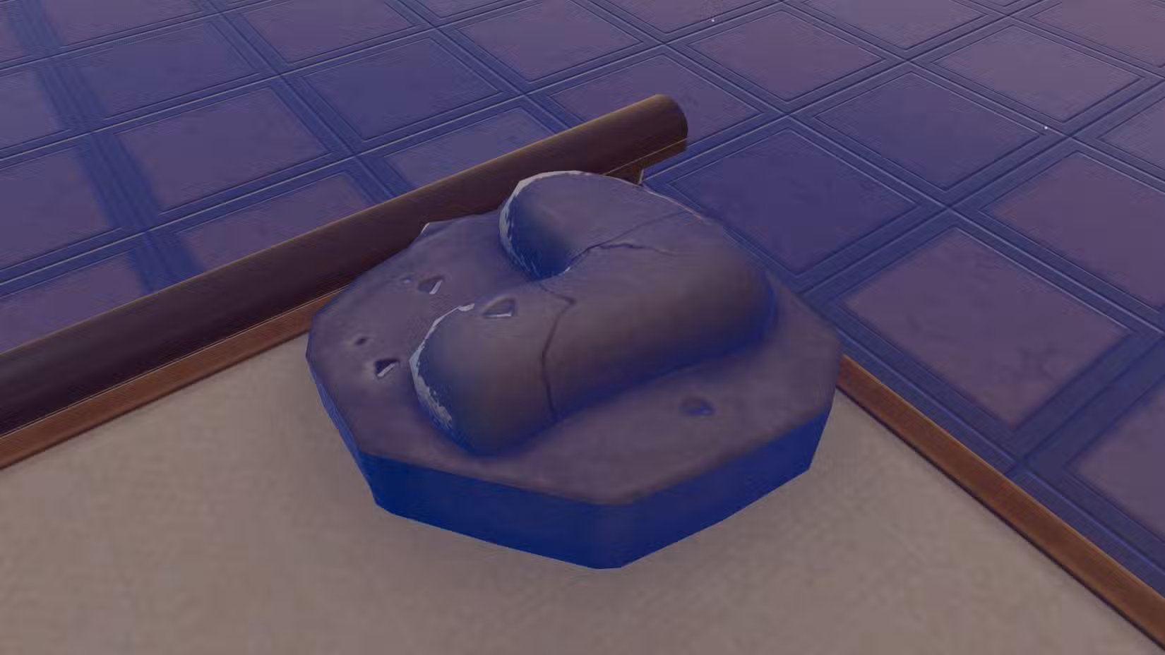 Um pequeno fóssil de mandíbula, visto em Pokopia