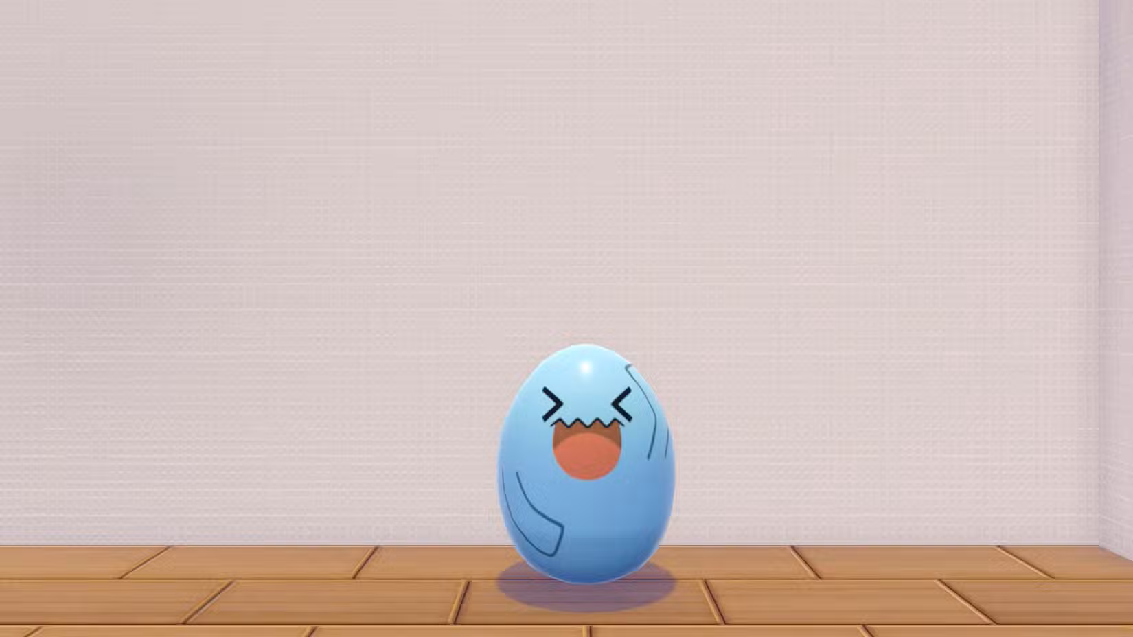 Um brinquedo inflável em forma de ovo que parece um Wobbuffet em Pokopia.
