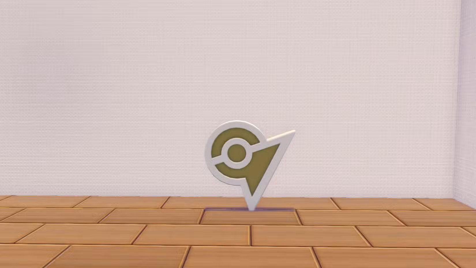 Um emblema de pedra do ginásio em Pokopia.