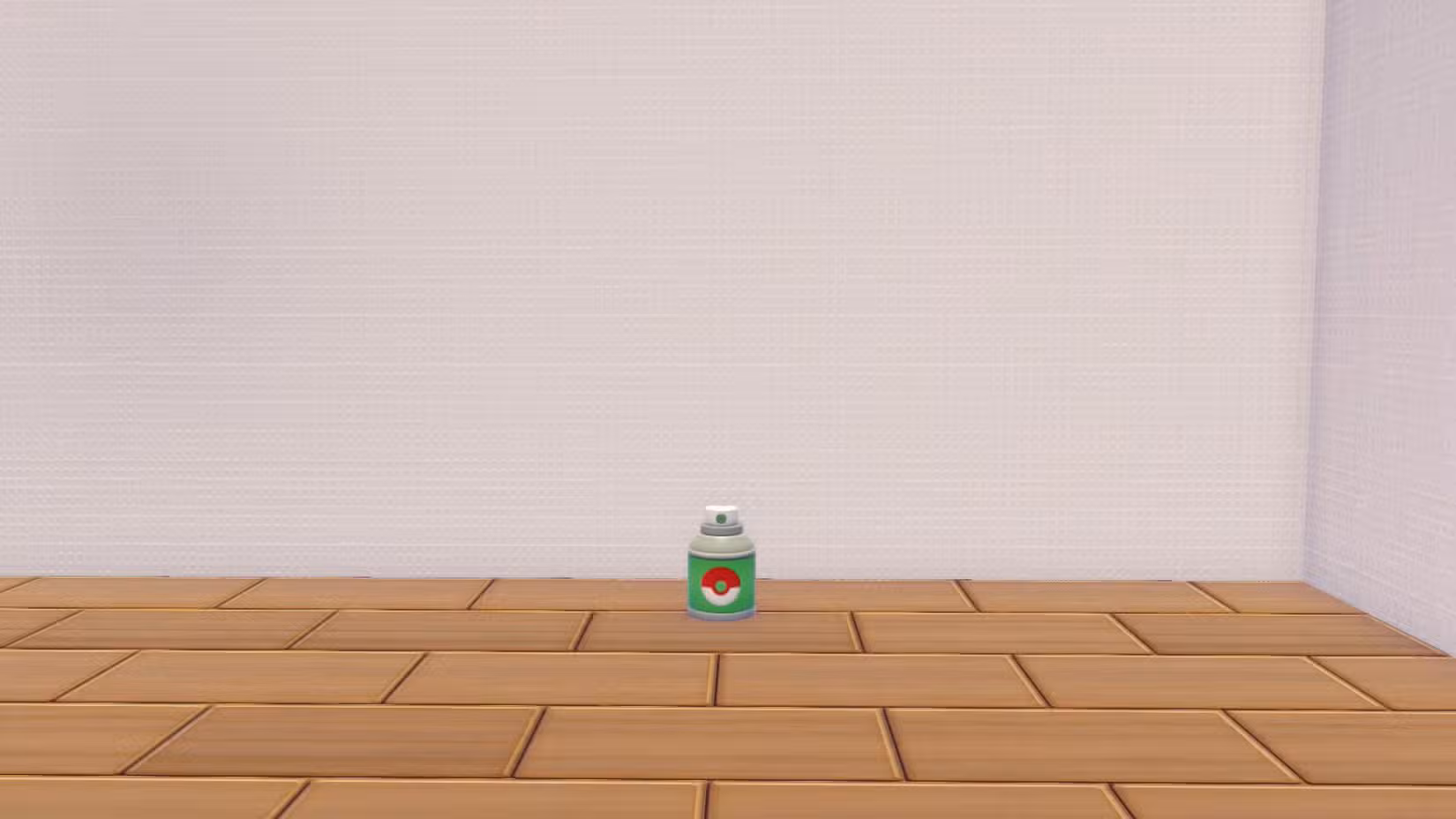 Uma pequena lata de aerossol verde com uma Pokébola em Pokopia.