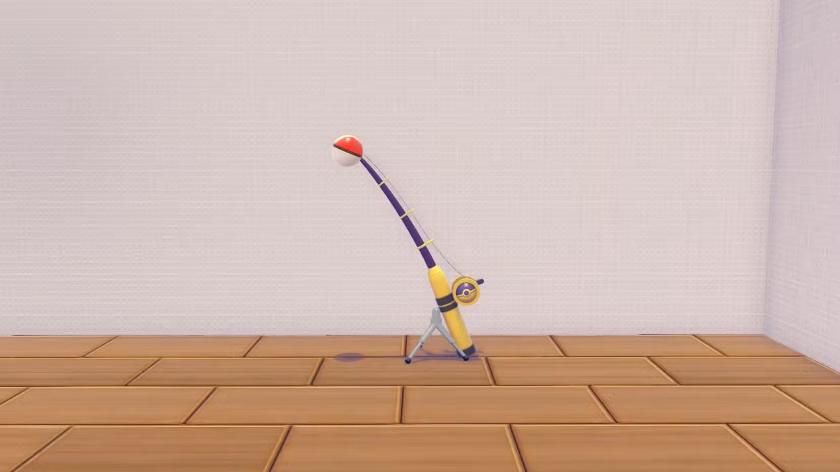 Uma vara de pescar amarela com uma Pokébola na ponta em Pokopia.
