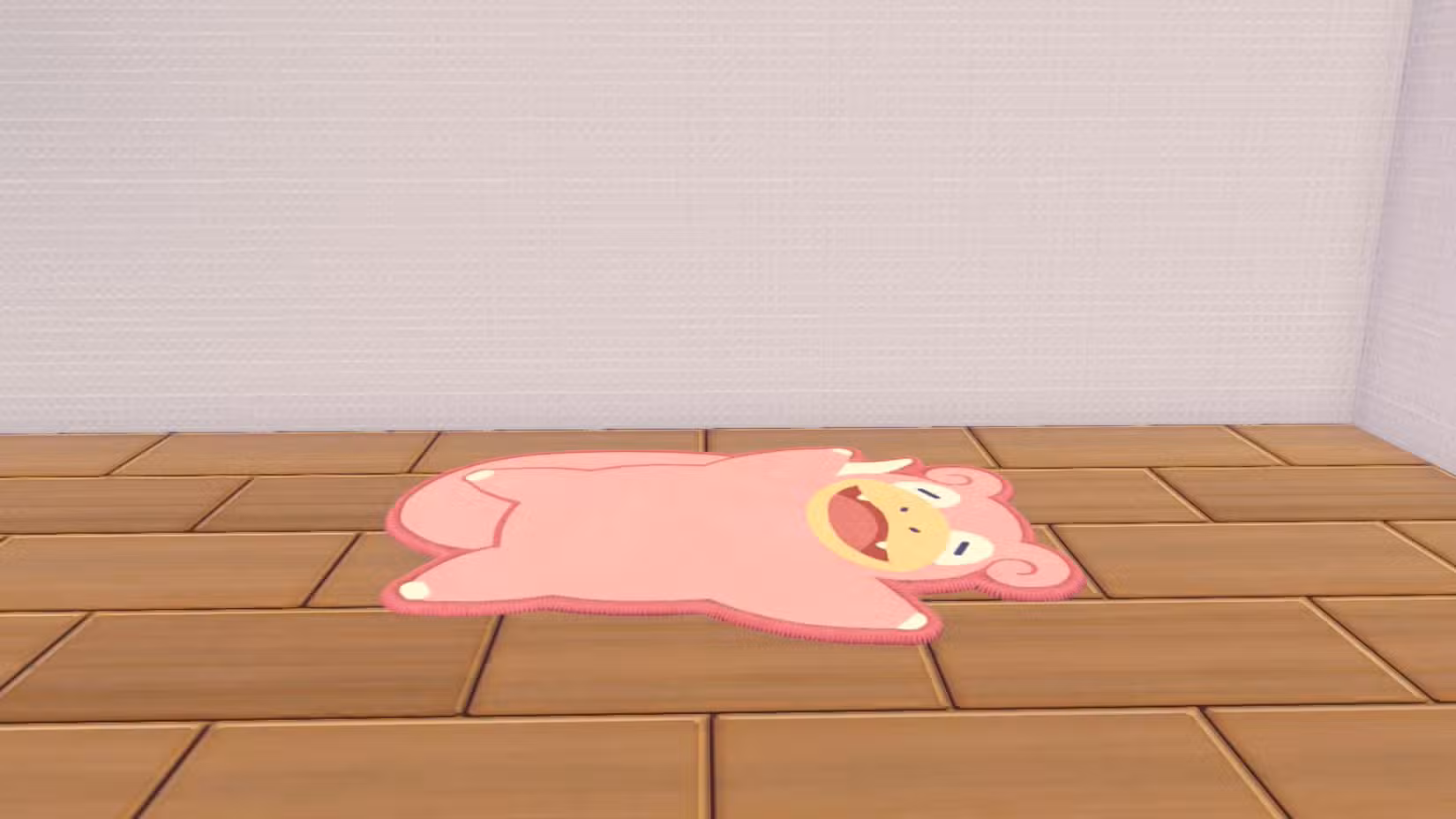 Um tapete que lembra Slowpoke em Pokopia.
