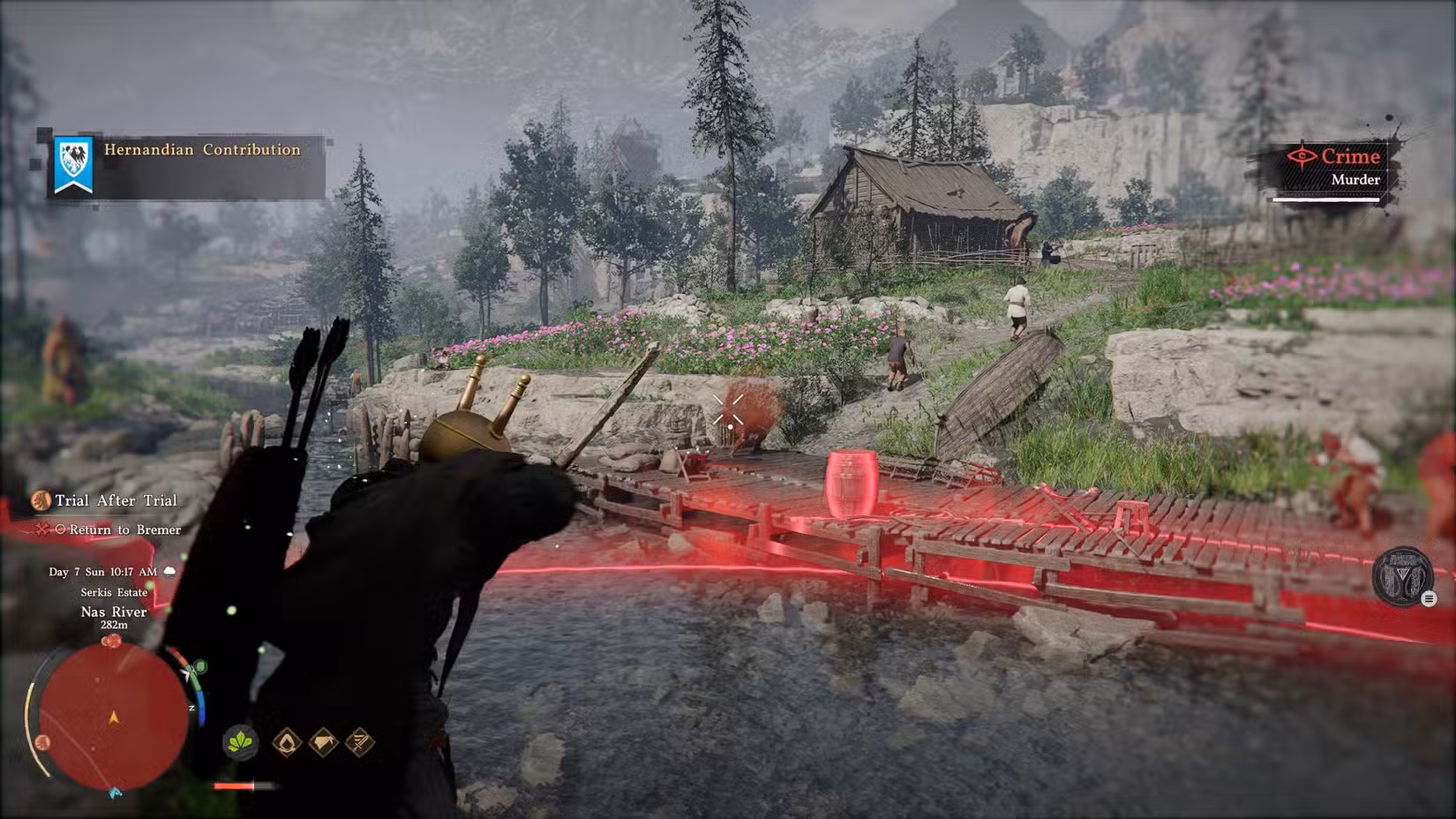 Kliff atirando em um pescador no Deserto Carmesim