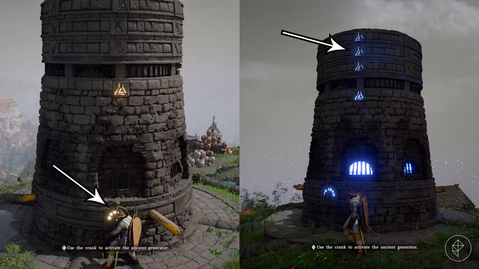 Kliff completa o quebra-cabeça do gerador na Oficina Kilnden em Crimson Desert.