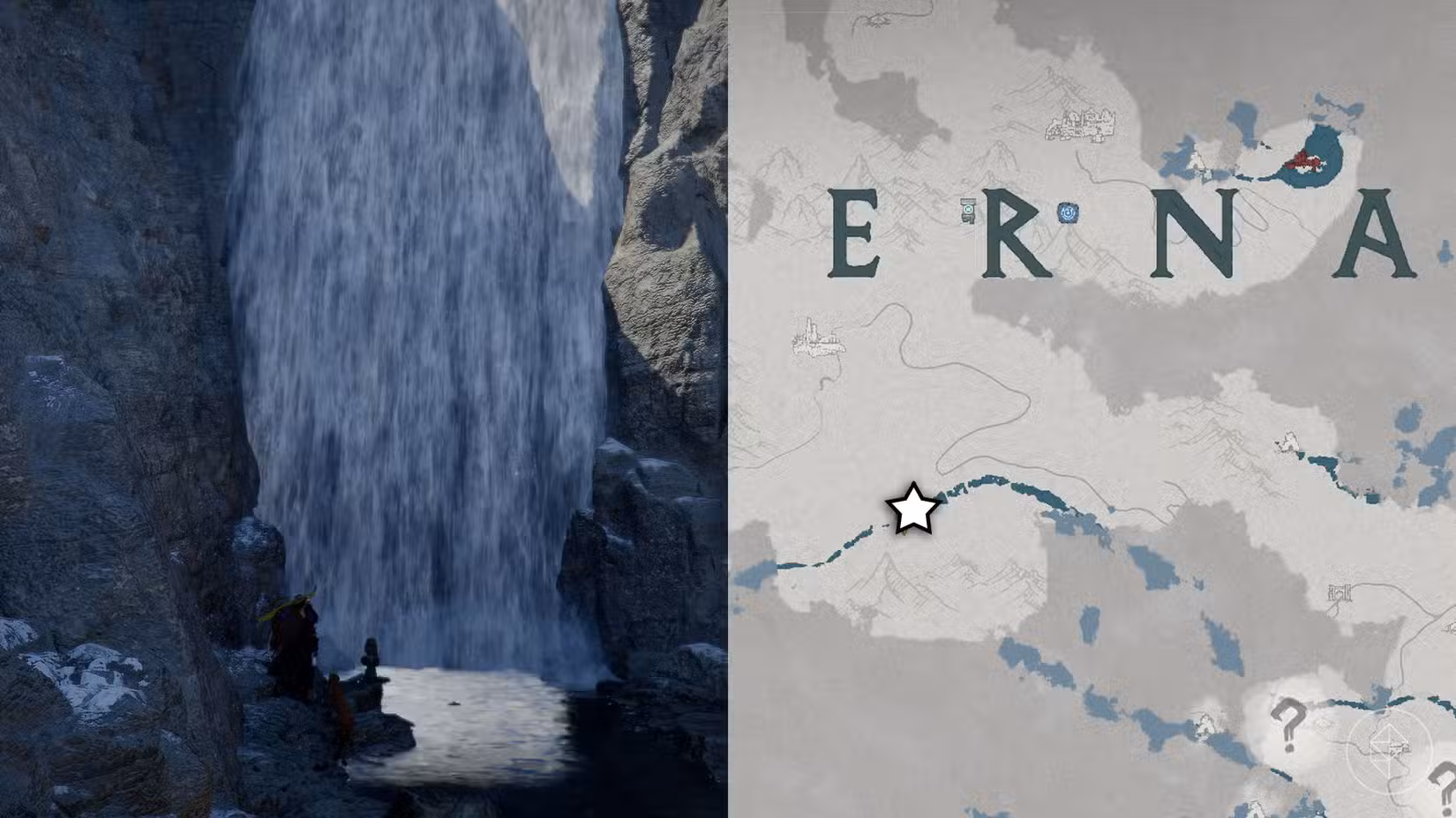 Uma montagem mostrando a localização da armadura do Reino Caído