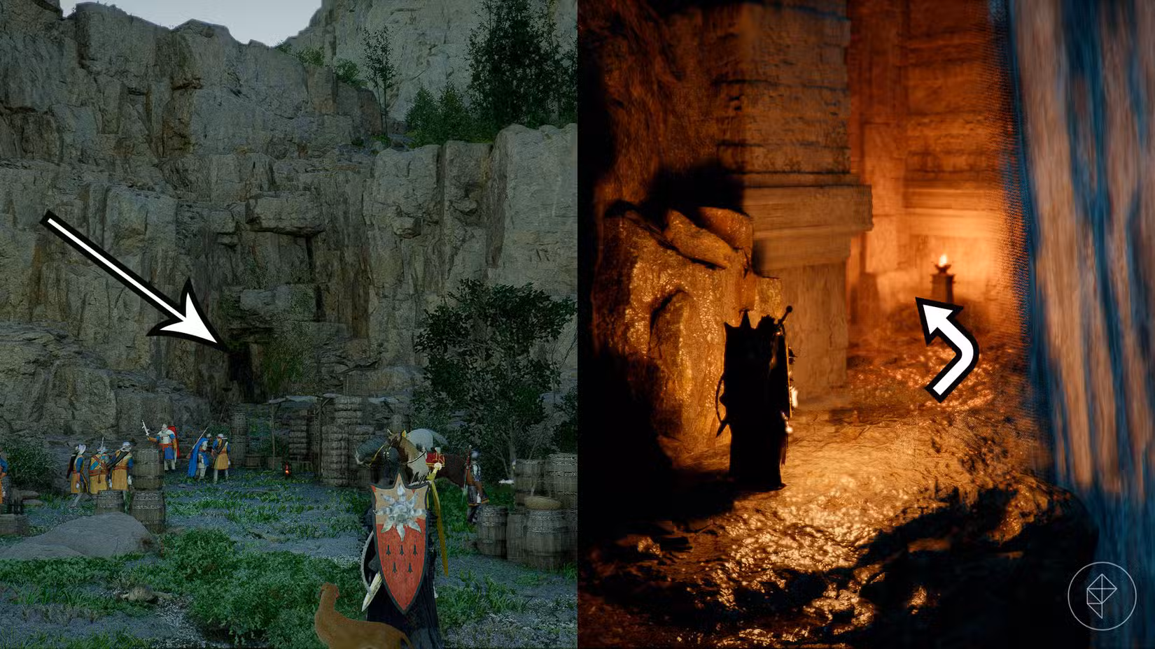 Uma montagem mostrando a localização da espada Righteous Verdict no Crimson Desert