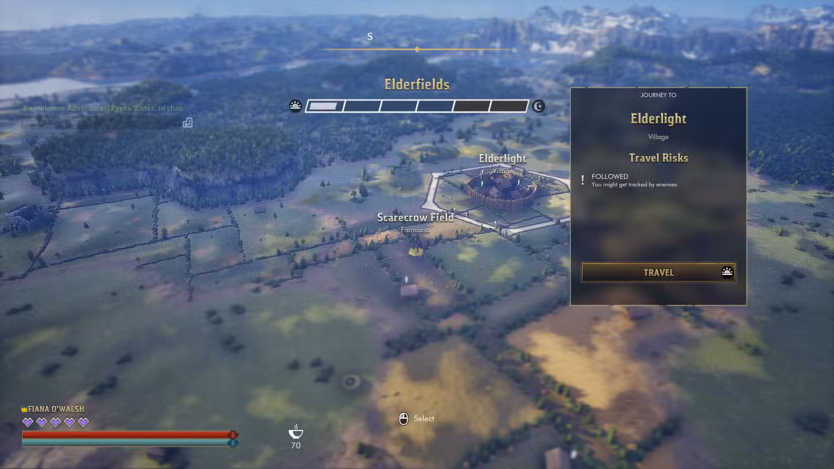 mapa do mundo superior de Wyldheart