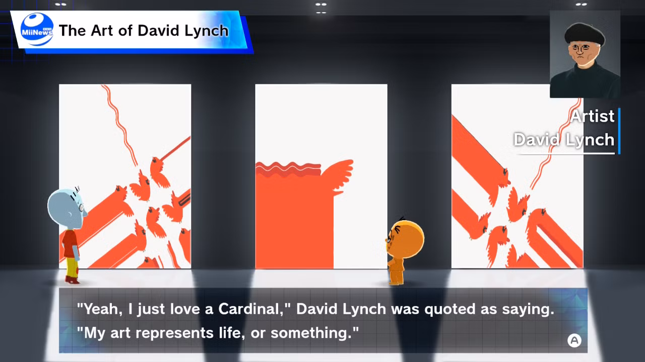 Uma exposição de arte de David Lynch acontece em Tomodachi Life: Living the Dream.