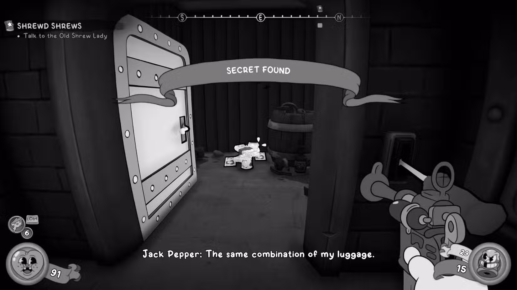 A porta se abre em Mouse: PI For Hire após inserir o código 1234.