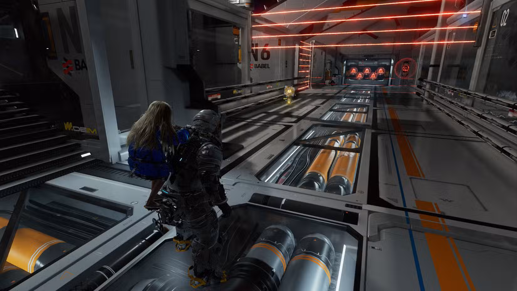 Uma captura de tela do Pragmata mostrando a localização de um componente de atualização no setor da Usina de Energia Solar