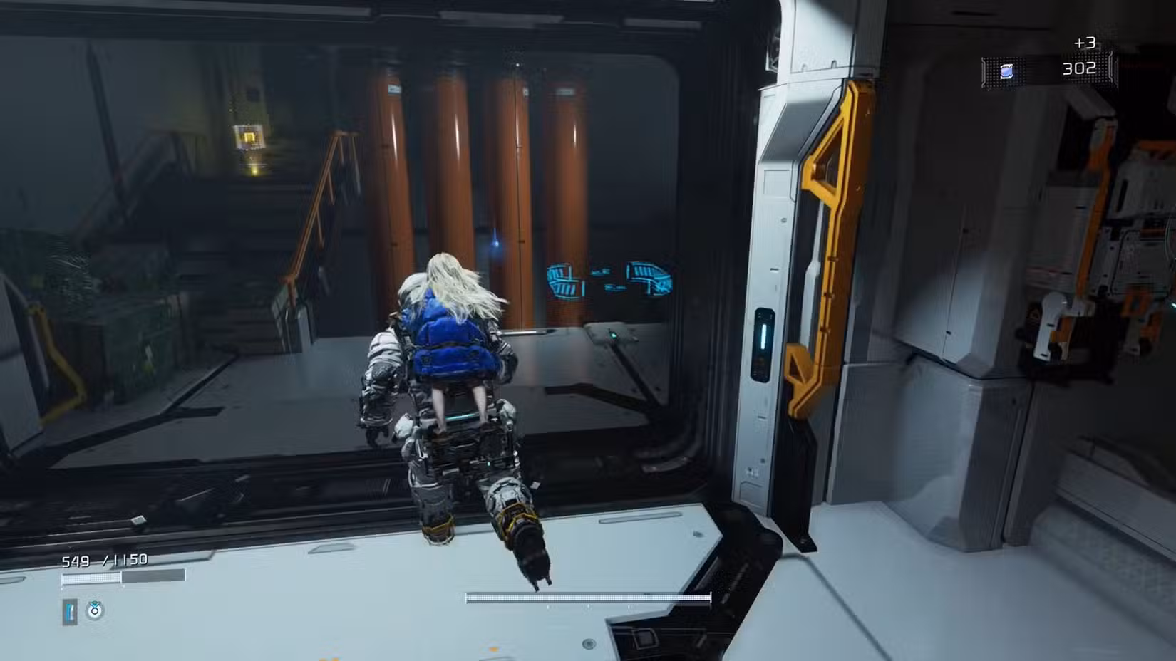 Uma captura de tela do Pragmata mostrando a localização de um componente de atualização no setor da Usina de Energia Solar