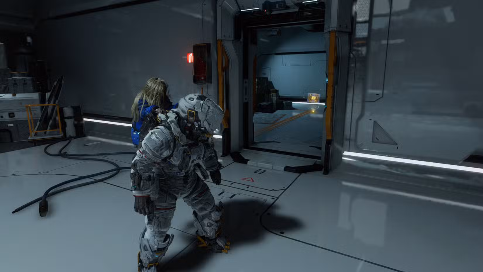 Uma captura de tela do Pragmata mostrando a localização de um componente de atualização no setor da Usina de Energia Solar