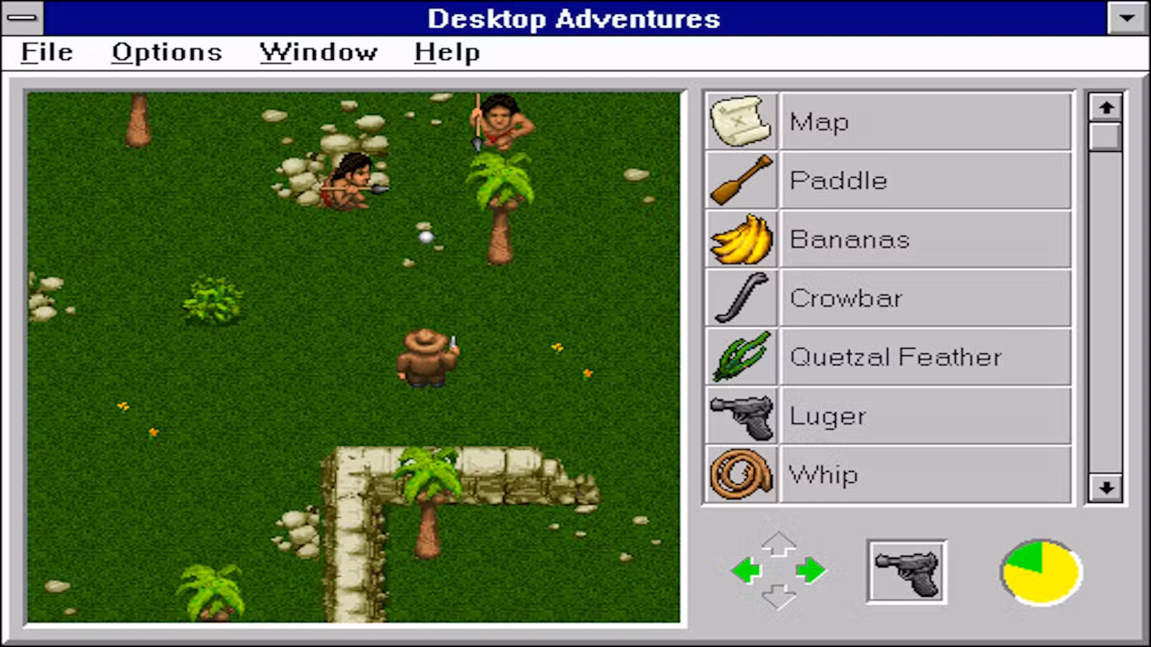 Indiana Jones em uma floresta em Desktop Adventures