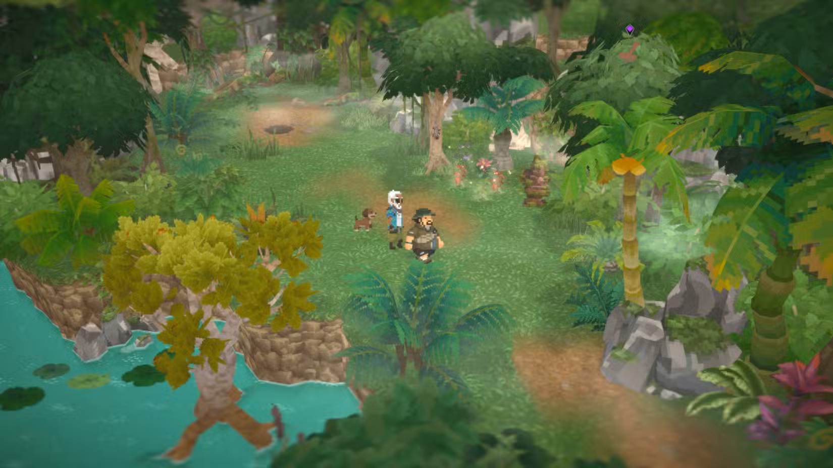 Dave, Cobra e Marone vagam pela selva em Dave the Diver in the Jungle