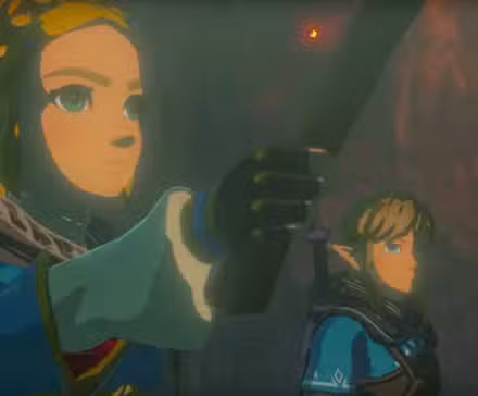 Zelda e Link parecem corajosos em The Legend of Zelda: Tears of the Kingdom.